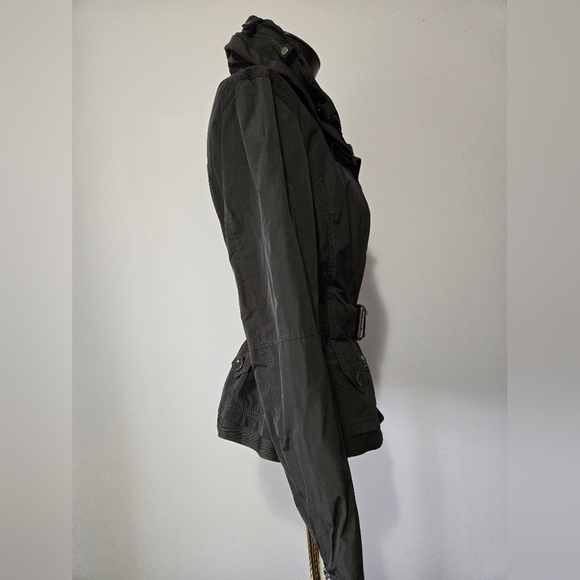 MARC AUREL Olive Green Belted Hidden Hood Jacket. Size 40/ Medium - Picture 5 of 16